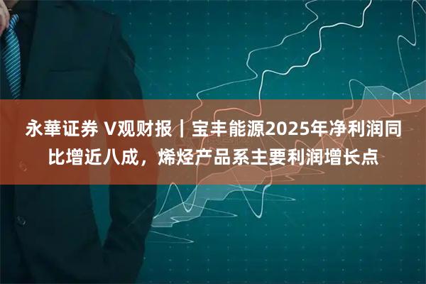 永華证券 V观财报｜宝丰能源2025年净利润同比增近八成，烯烃产品系主要利润增长点