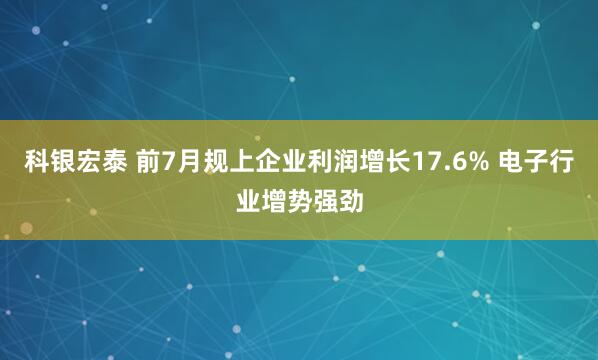 科银宏泰 前7月规上企业利润增长17.6% 电子行业增势强劲
